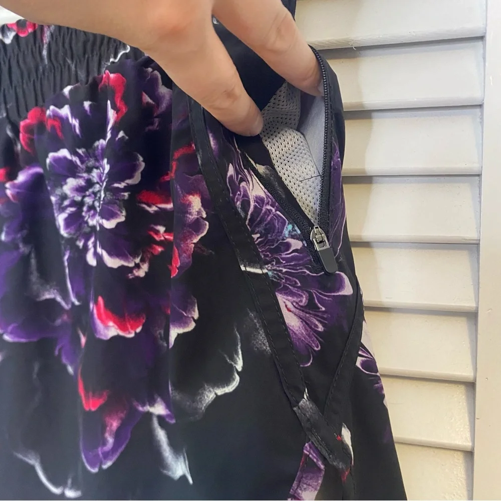 Avia | Black and Purple Floral Athletic Shorts | Size XL - Picture 2 of 5